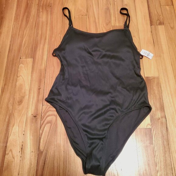 NWT Ardene One Piece Ribbed Swimsuit - Black - Size Large - Picture 1 of 2